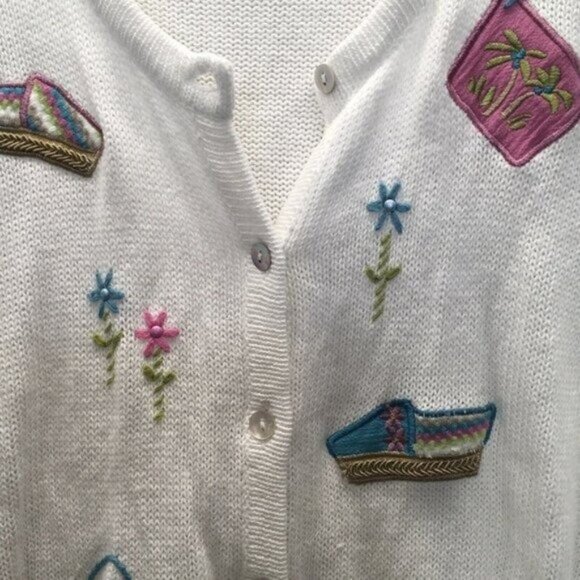 Vintage Teddi Cardigan Large Crochet Cottagecore Granny Grandma eclectic 80s - Picture 11 of 11